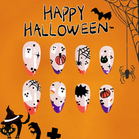 No.AW32 Halloween Glossy Pumpkin Fingernails Patch 24pcs/Set