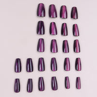 No.F60 Purple Cat's Eye Fingernails Patch 24pcs/Set