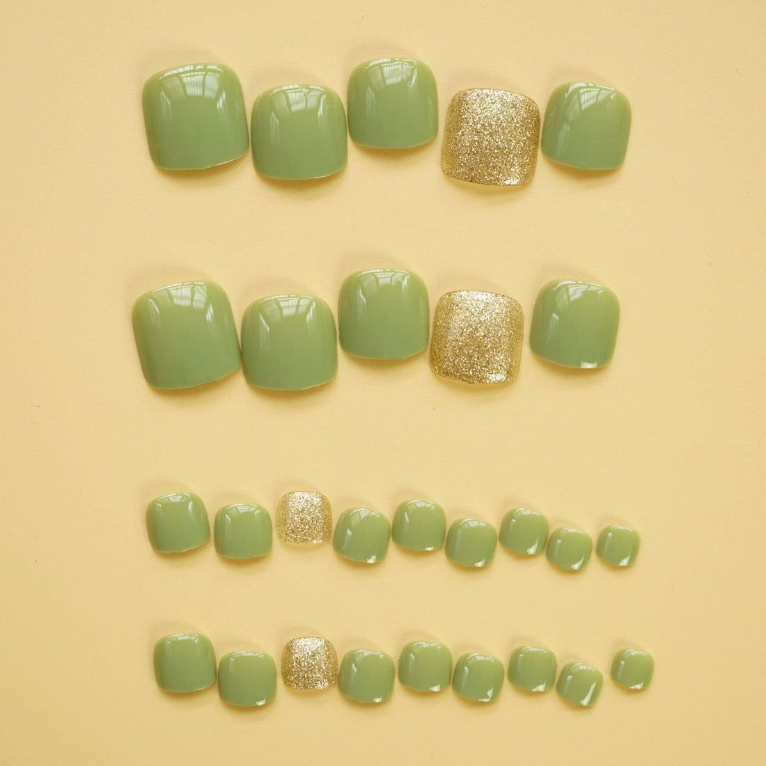 No.332 Green Flash Gold Camouflage Toenails Patch 24pcs/Set