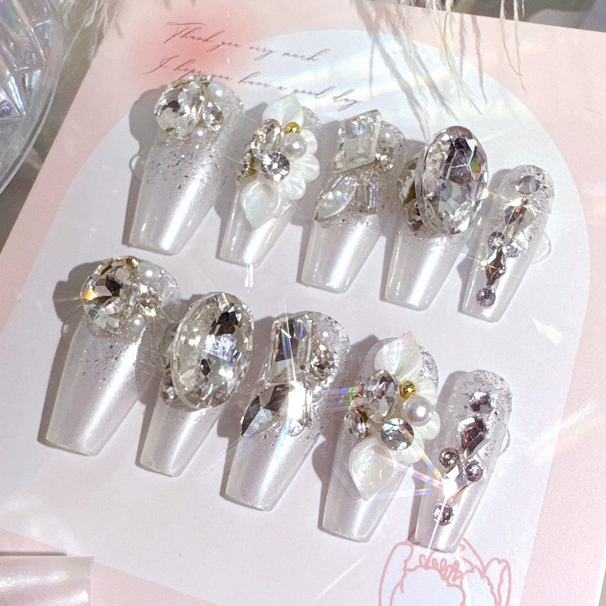 No.F302 White Flash Fingernails Patch 24pcs/Set