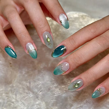 No.F533 Emerald Fingernails Patch 24pcs/Set