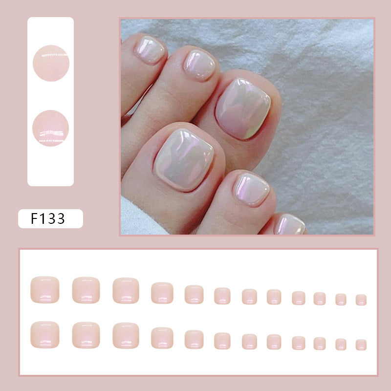 Warm Pure Color Aurora Toenail 24pcs/Set