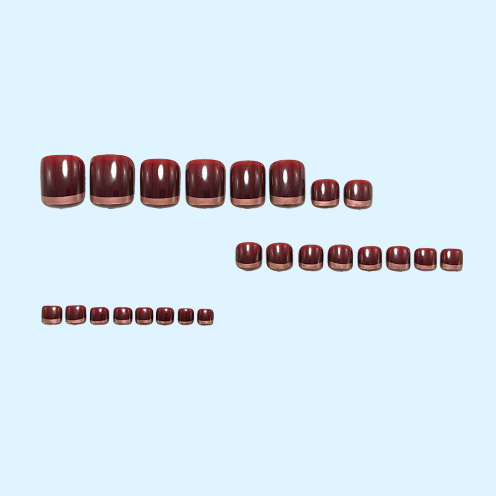 No.708 Wine Red Toenails Patch 24pcs/Set