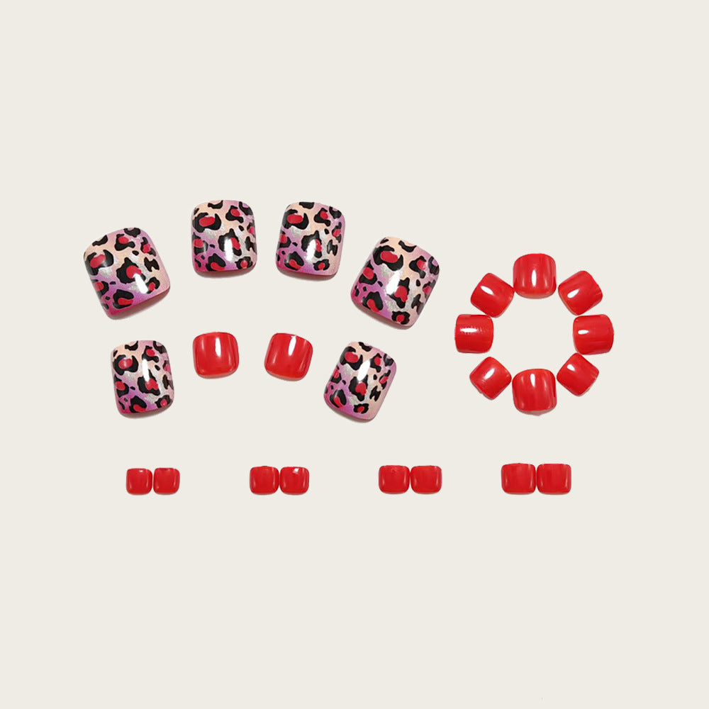 No.705 Leopard Heart Toenails Patch 24pcs/Set