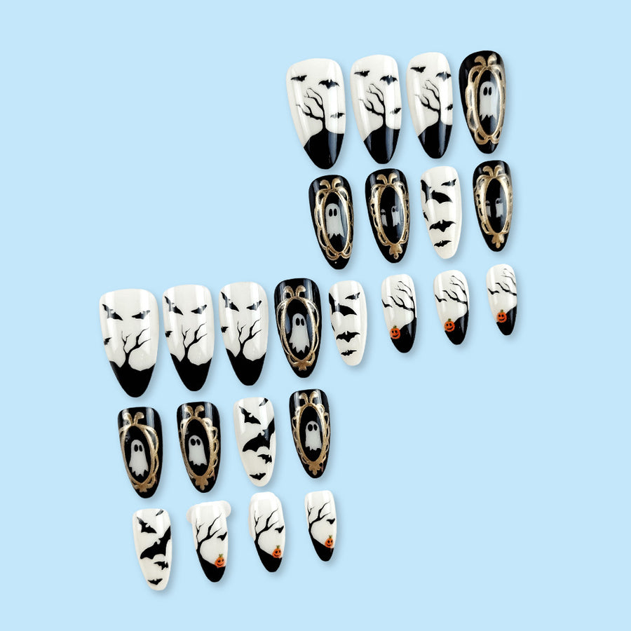 No.AW130 Halloween Dark Bat Fingernails Patch 24pcs/Set