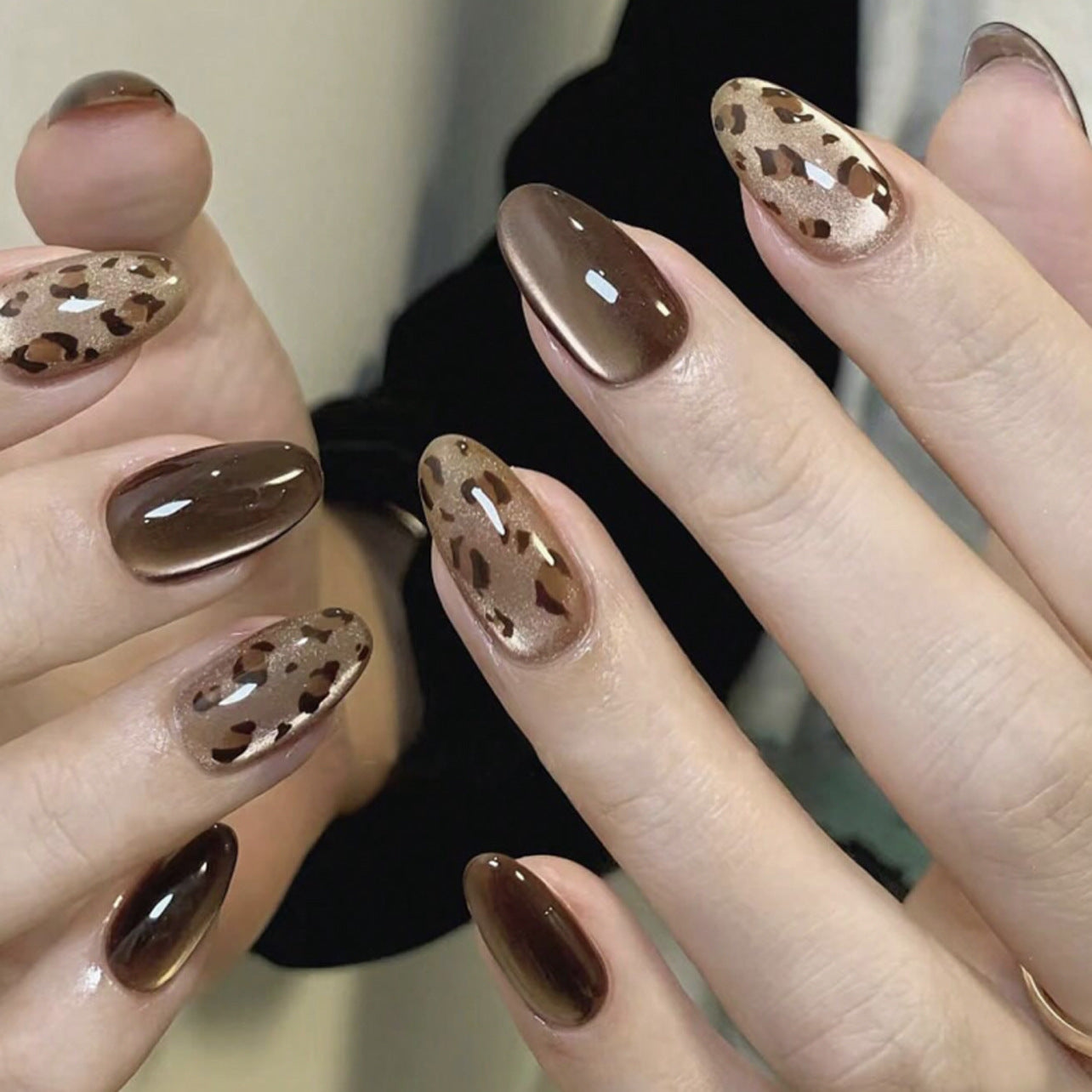 No.F811 Leopard Cat's Eye Fingernails Patch 24pcs/Set