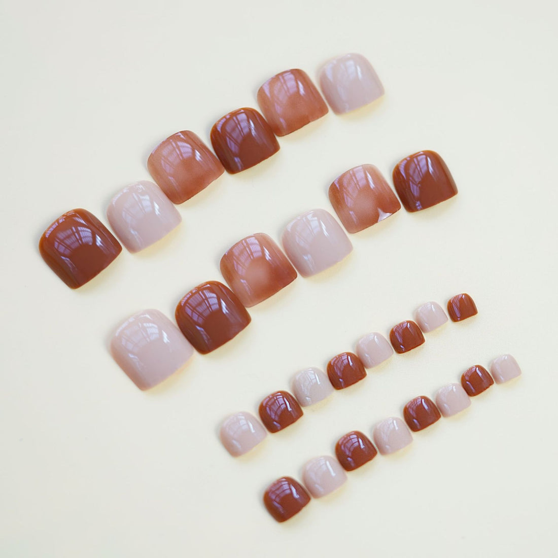 Brown Retro Short Squoval Press On Toenails 24pcs/Set