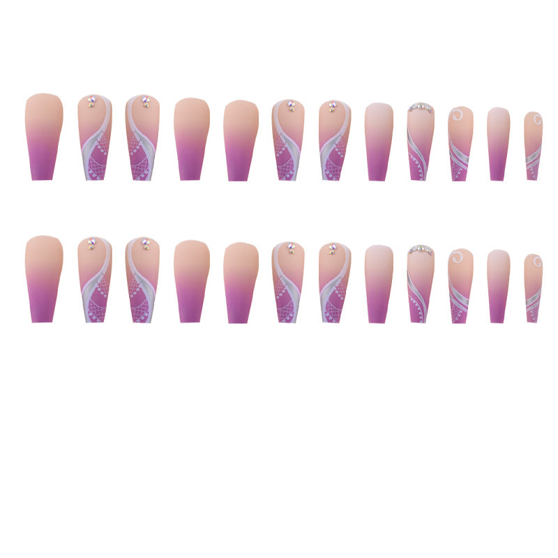 No.F547 Purple Fingernails Patch 24pcs/Set