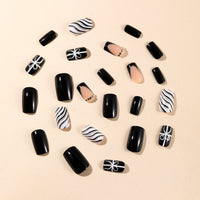 No.CM108 Christmas Black Bow Fingernails Patch 24pcs/Set