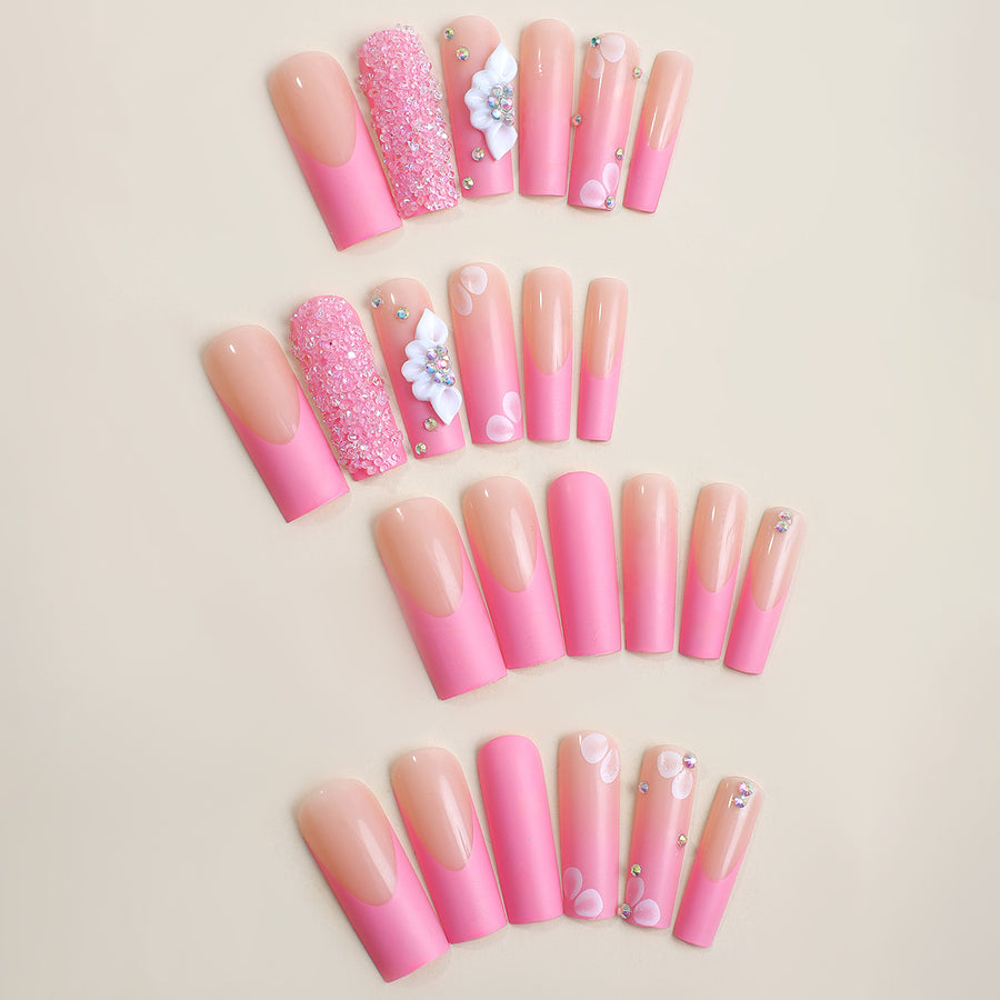 No.VN15 Pink Diamonds Fingernails Patch 24pcs/Set