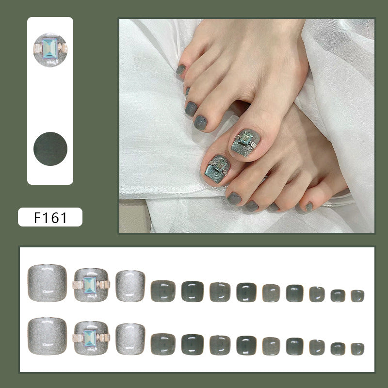 No.369 Dark Green Cat's Eye Toenails Patch 24pcs/Set