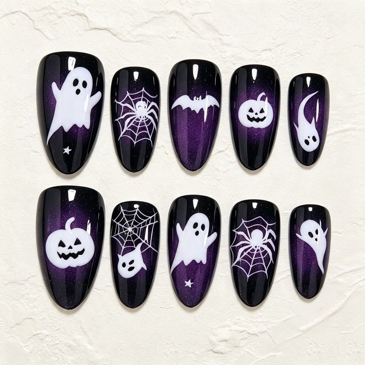 No.AW210 Halloween Purple Cat's Eye Fingernails Patch 24pcs/Set