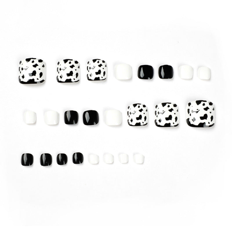 No.222 Black&White Leopard Print Toenails Patch 24pcs/Set