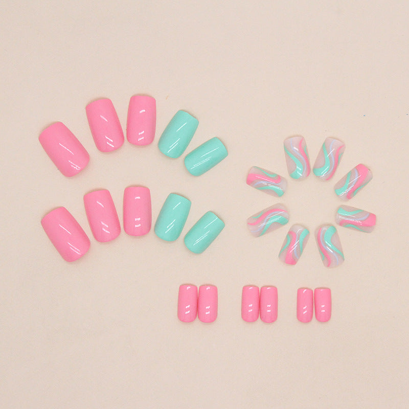 No.F99 Ripple Fresh Green Fingernails Patch 24pcs/Set