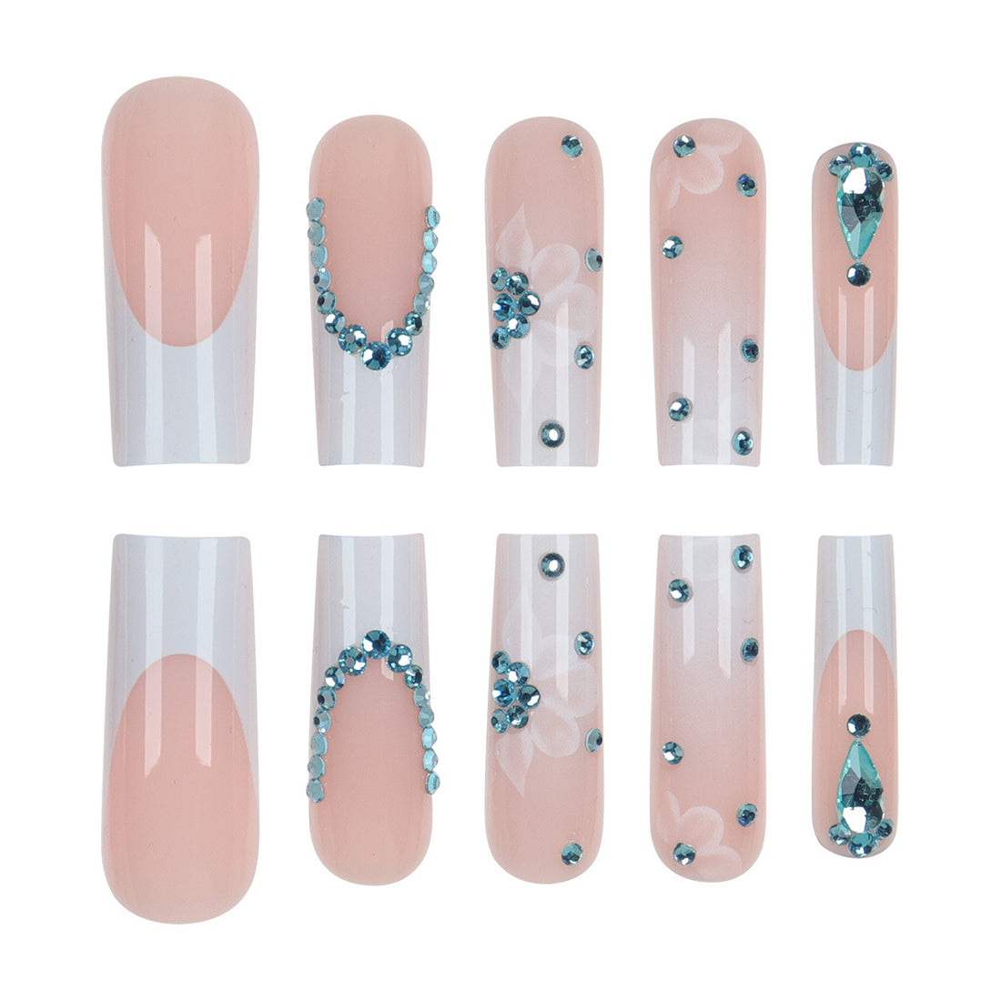 No.F542 Pink Long Fingernails Patch 24pcs/Set