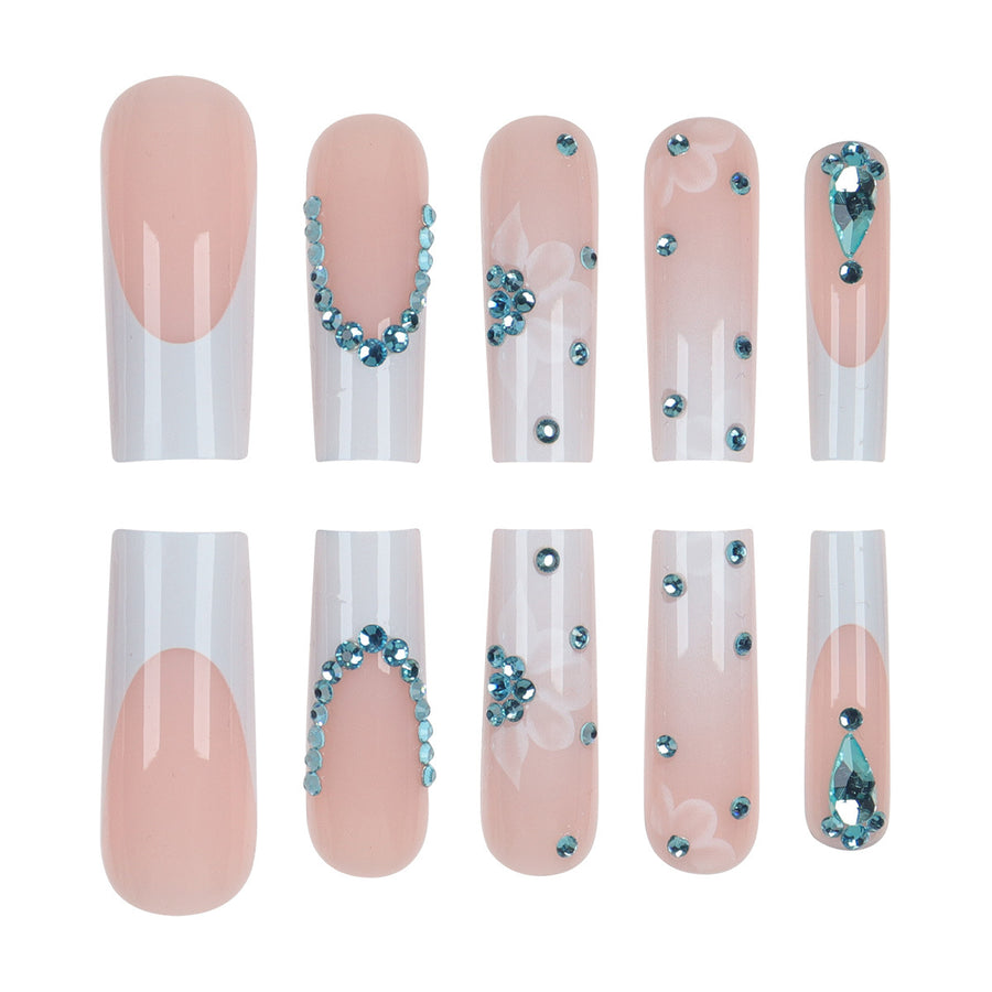 No.F542 Pink Long Fingernails Patch 24pcs/Set