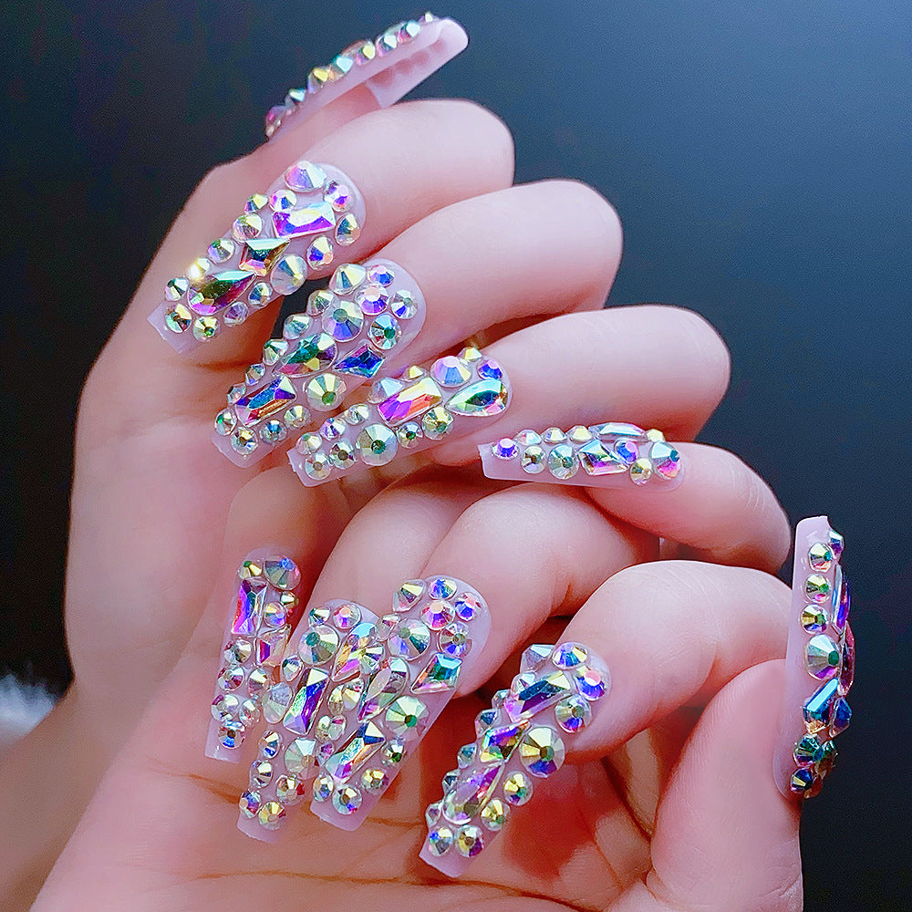 No.F128 Flash Full Diamond Fingernails Patch 24pcs/Set