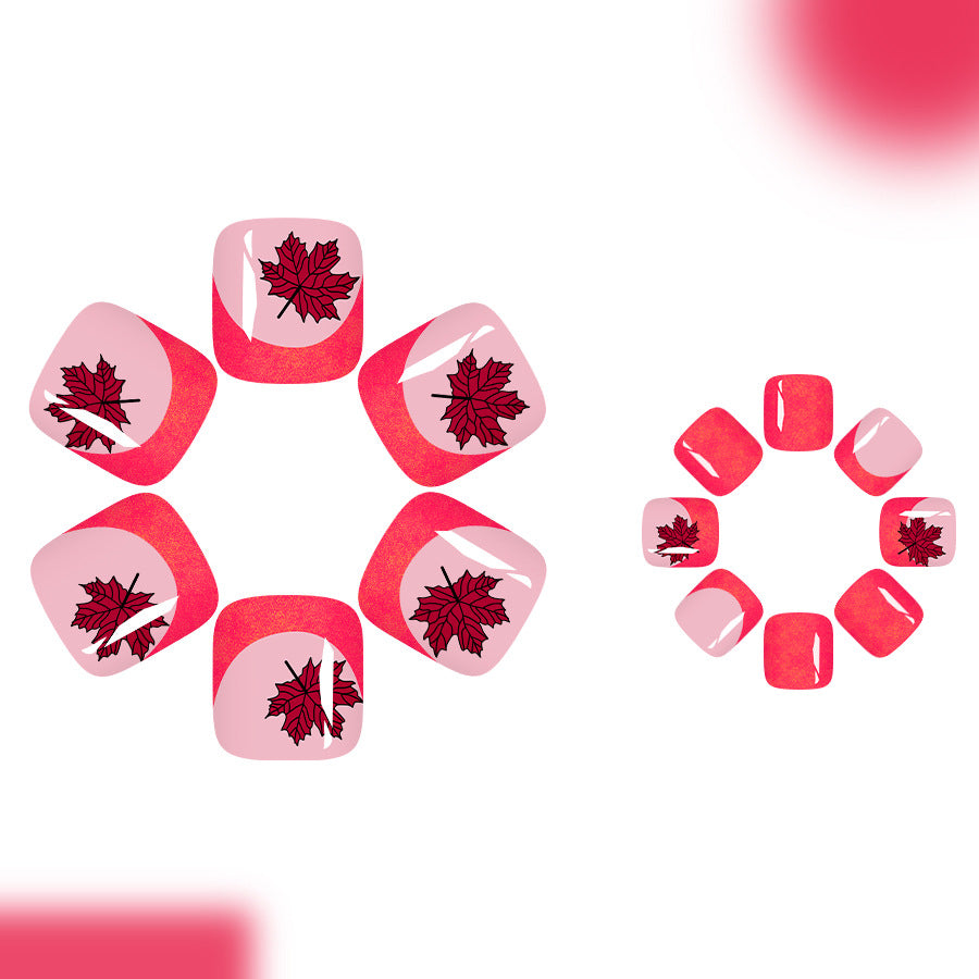 No.629 Glitter Maple Leaf Toenails Patch 24pcs/Set