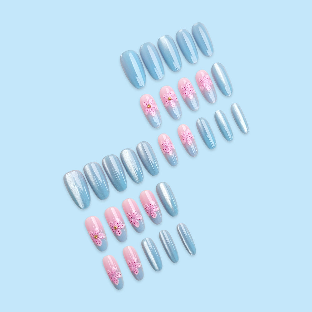 No.F740 Blue Cat's Eye Fingernails Patch 24pcs/Set