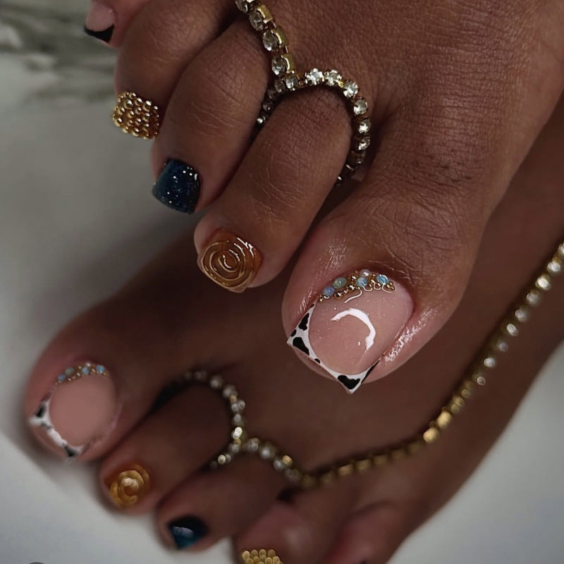 No.686 Golden Diamonds Toenails Patch 24pcs/Set