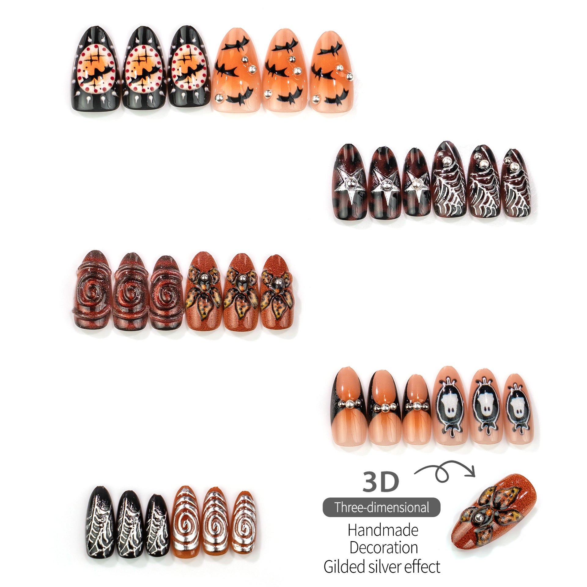 No.AW181 Halloween Black Flowers Fingernails Patch 24pcs/Set