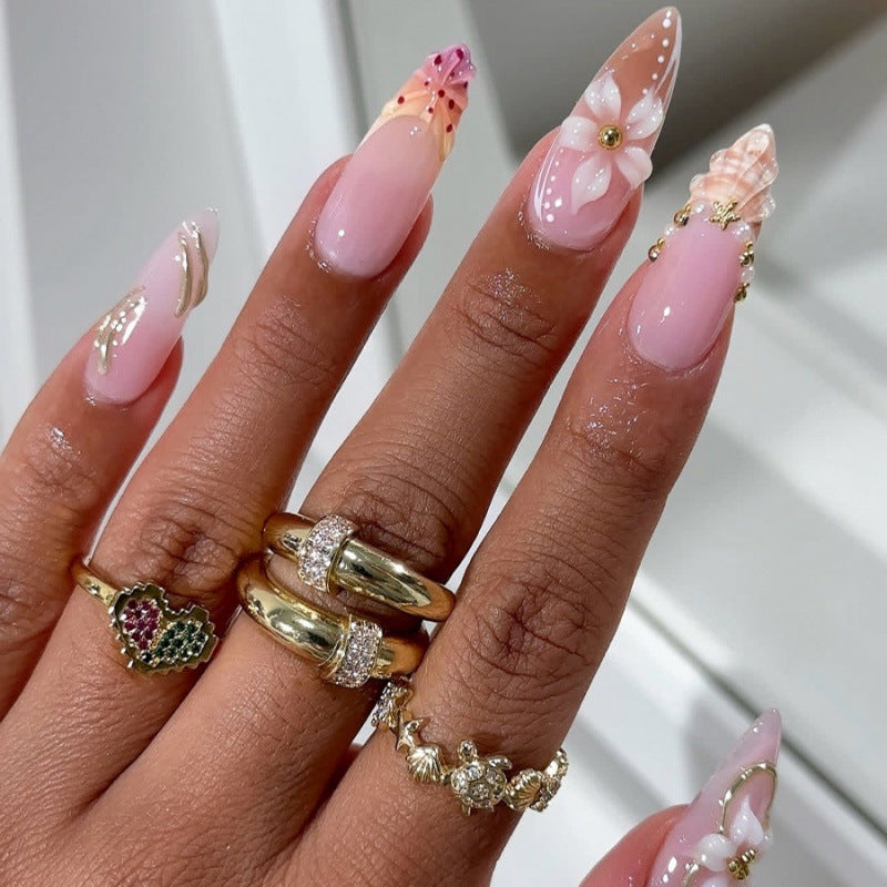 No.BH45 Seashell Flower Fingernails Patch 30pcs/Set