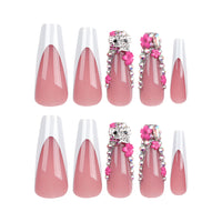 No.F132 Flower Flash Diamond Fingernails Patch 24pcs/Set