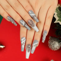 No.CM18 Christmas Flash Diamond Fingernails Patch 24pcs/Set