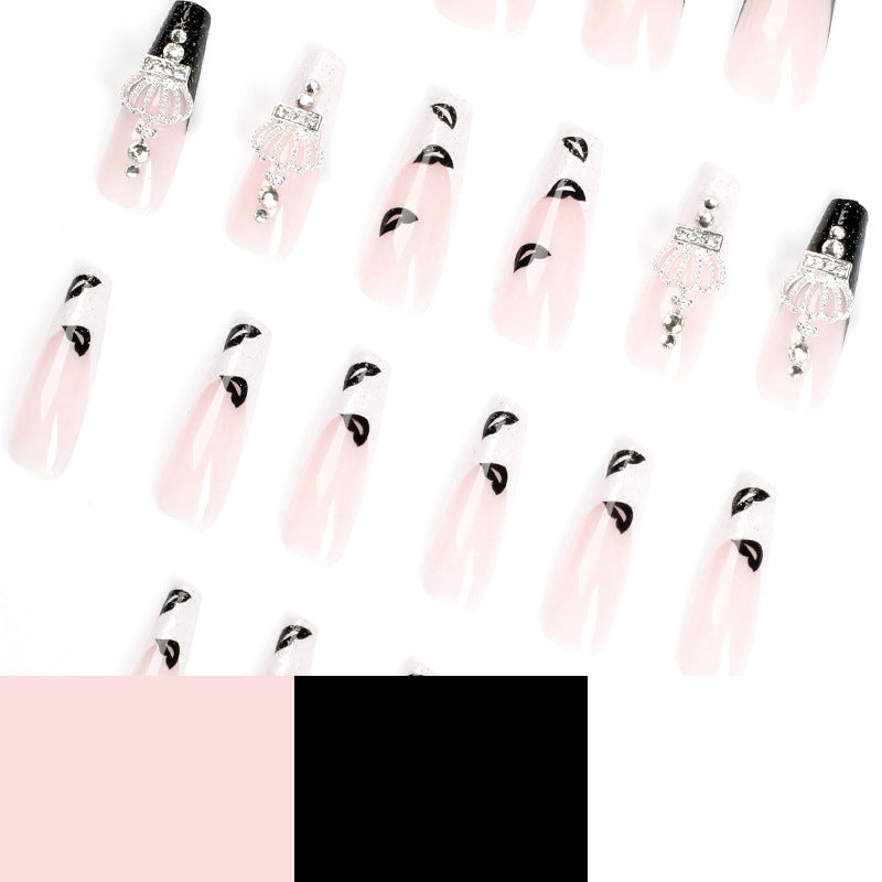 No.F179 Black&White Long Fingernails Patch 24pcs/Set