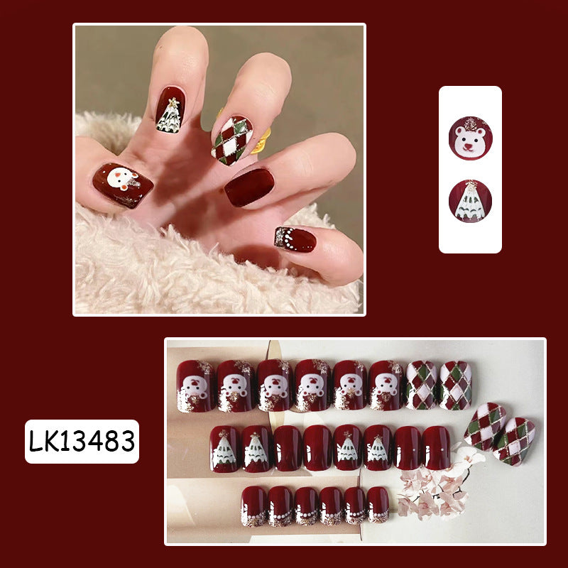 No.CM82 Christmas Bear Fingernails Patch 24pcs/Set