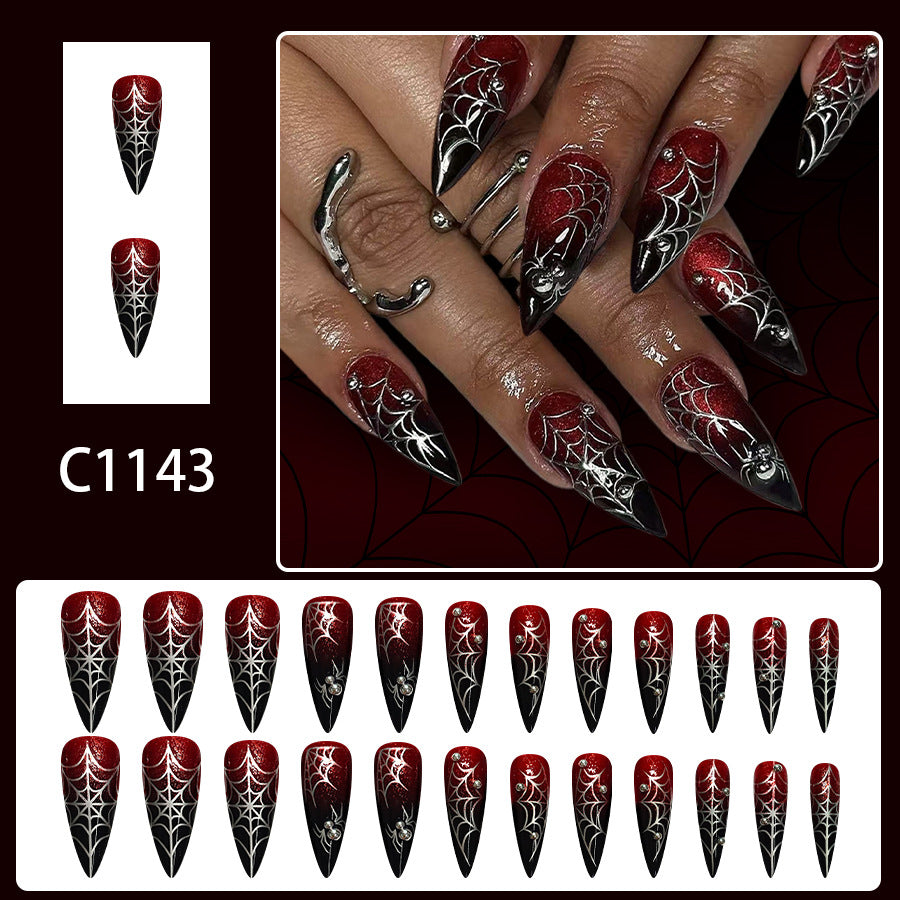 No.AW144 Halloween Dark Red Fingernails Patch 24pcs/Set