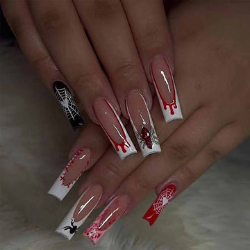 No.AW158 Halloween Spider Blood Fingernails Patch 24pcs/Set