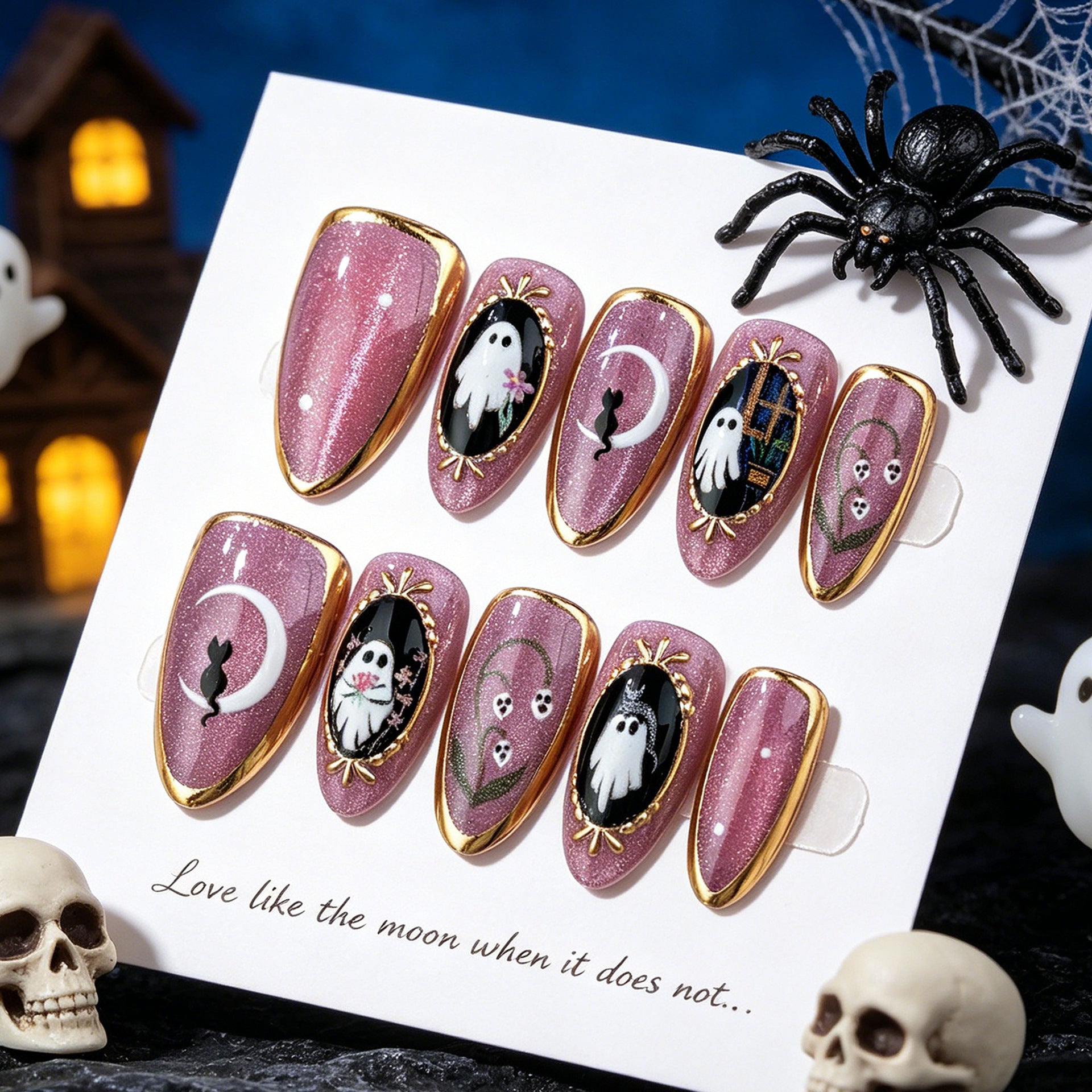 No.AW182 Halloween Purple Cat's Eye Fingernails Patch 24pcs/Set