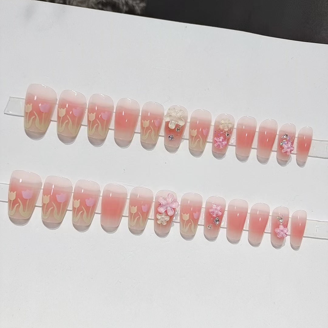 No.F217 Flower Fingernails Patch 24pcs/Set