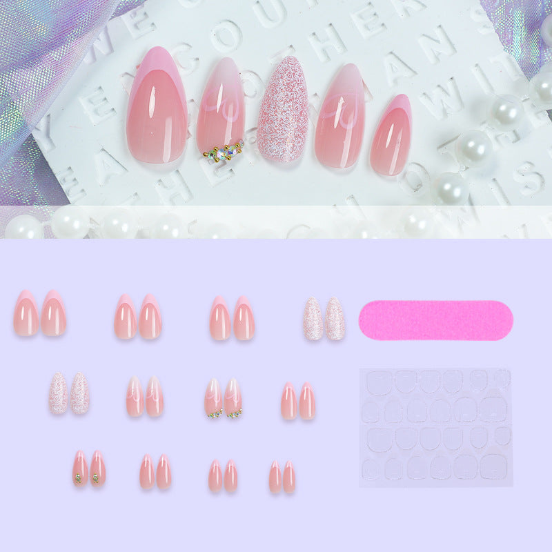 No.VN25 Gradient Glitter Fingernails Patch 24pcs/Set