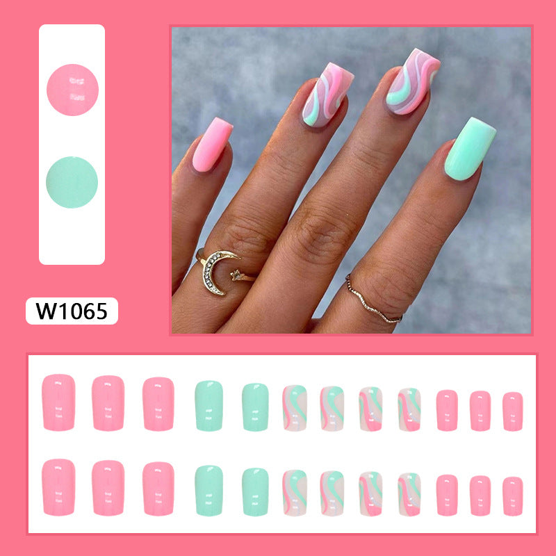 No.F99 Ripple Fresh Green Fingernails Patch 24pcs/Set