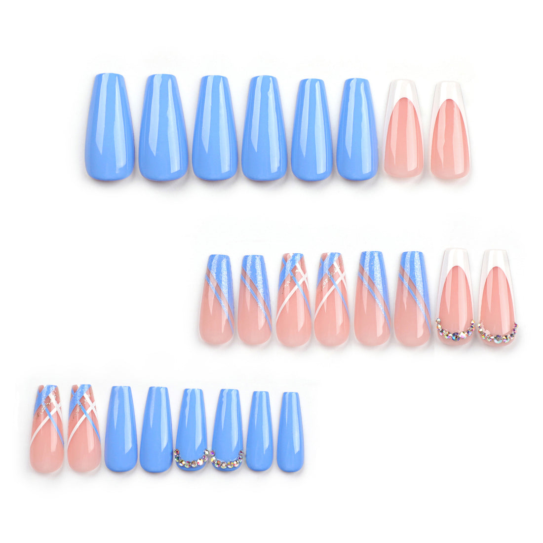 No.F200 Blue Fingernails Patch 24pcs/Set