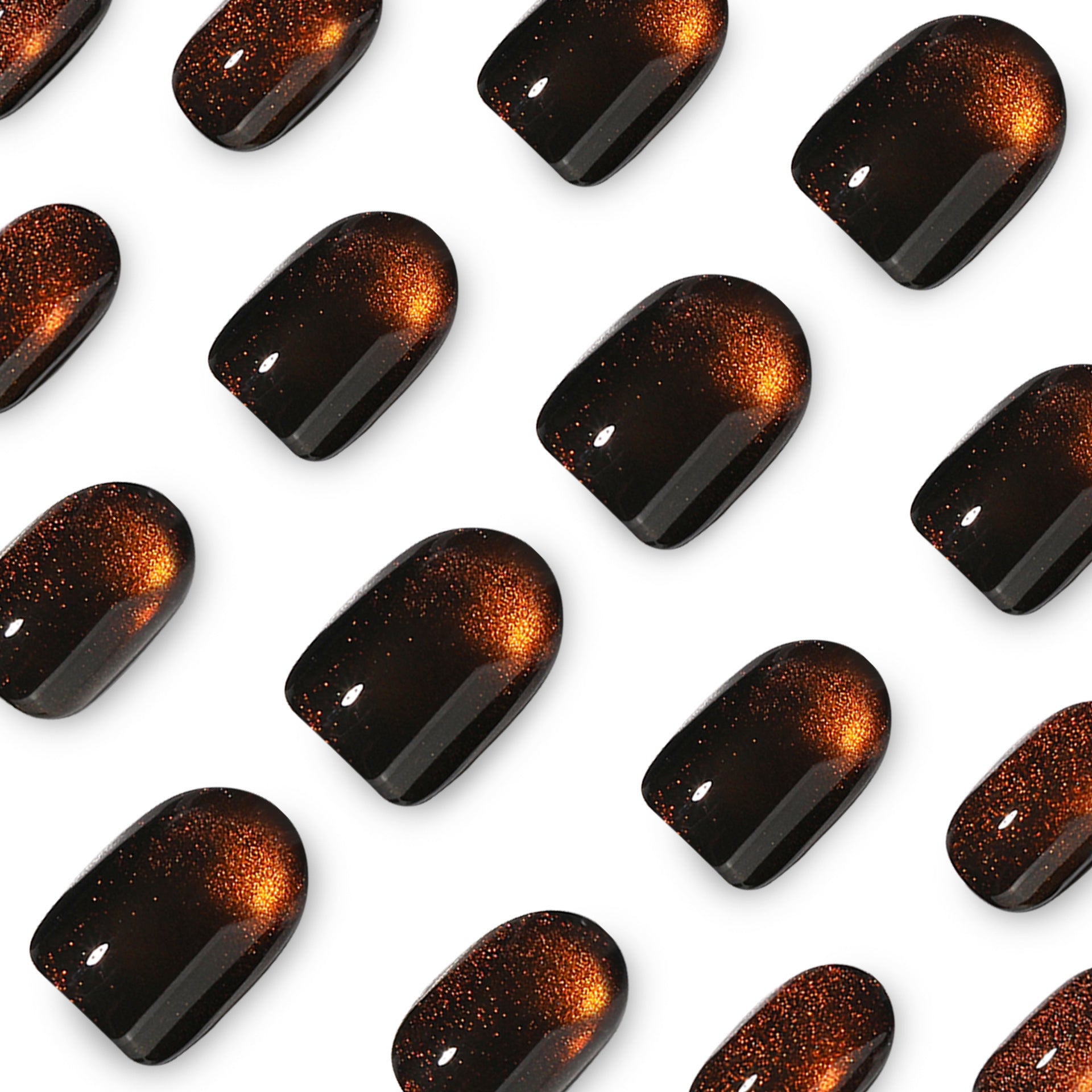 No.F863 Brown Cat's Eye Fingernails Patch 24pcs/Set