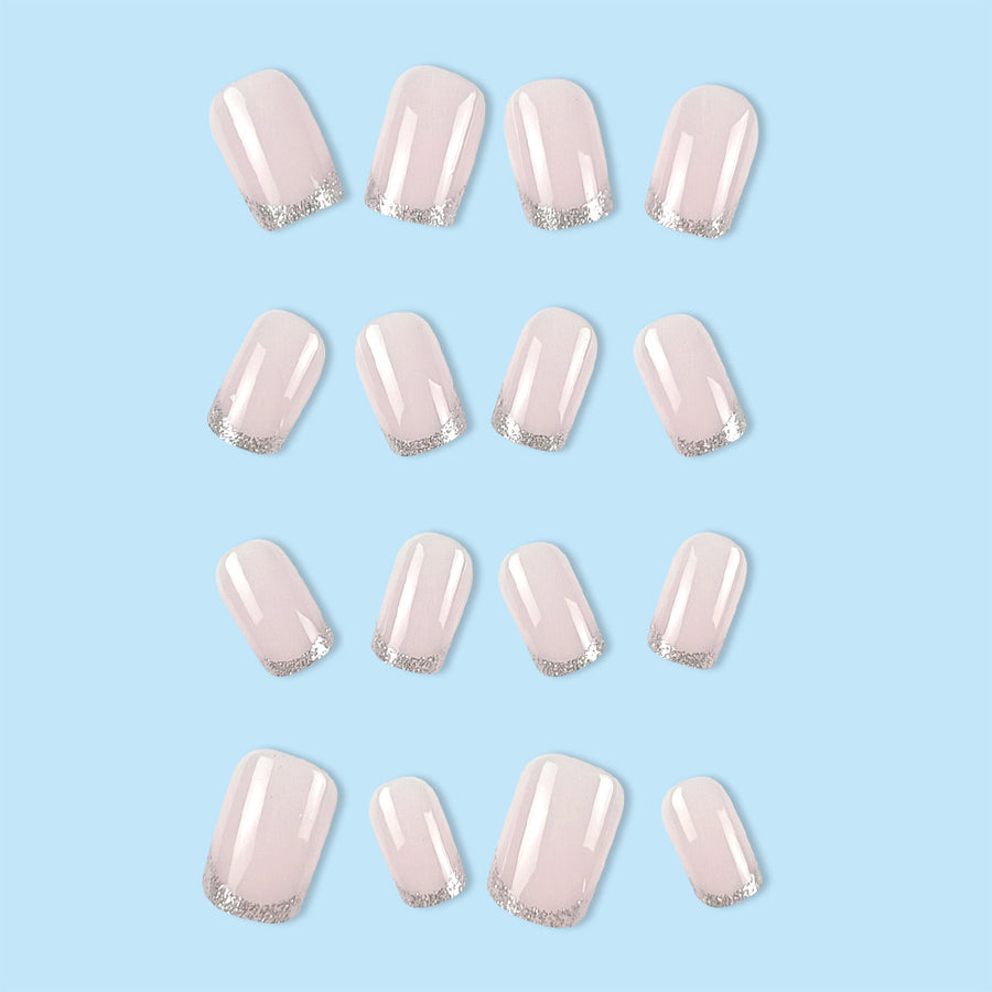 No.F4 Flashing Silver Edge Fingernails Patch 24pcs/Set