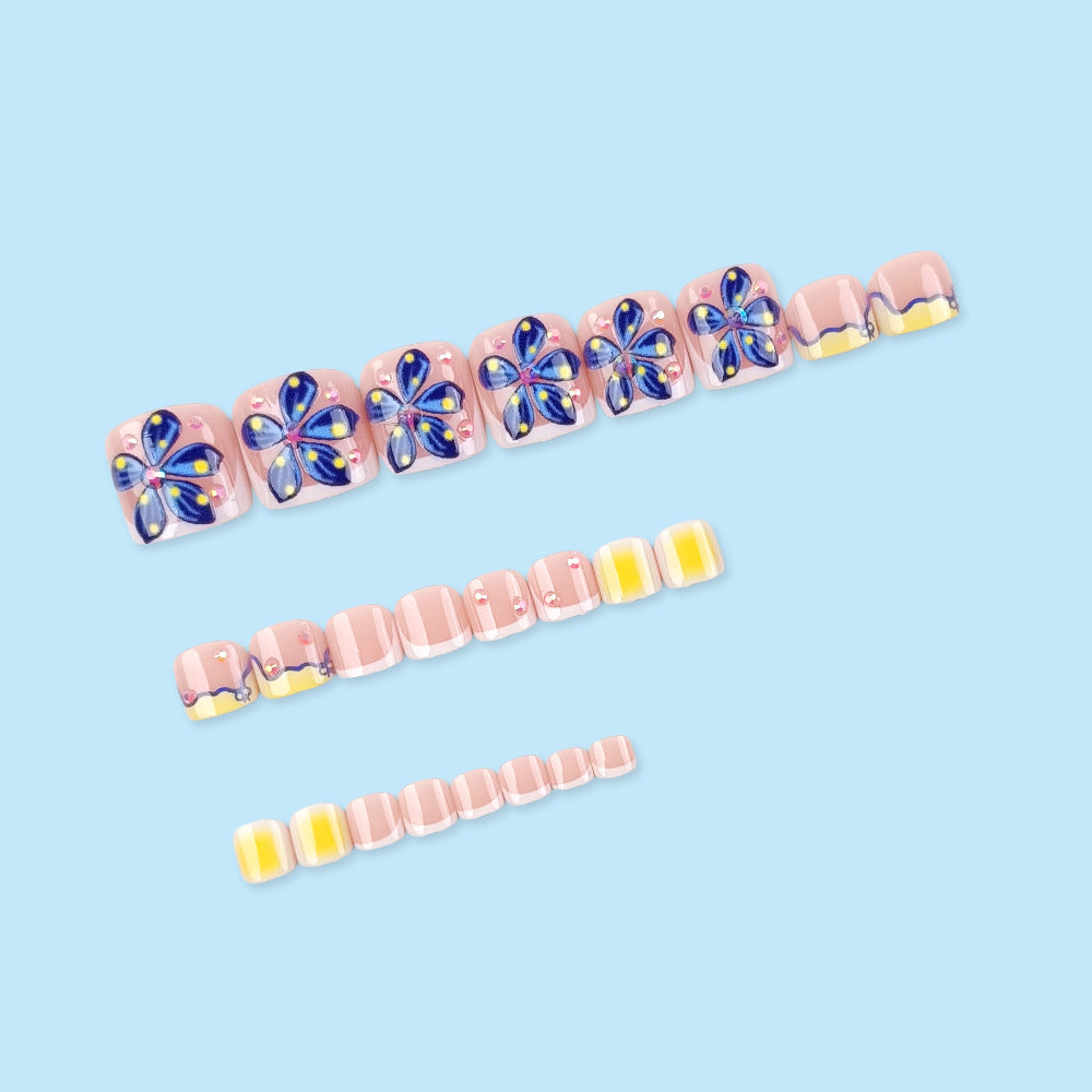 No.806 Blue Flower Toenails Patch 24pcs/Set