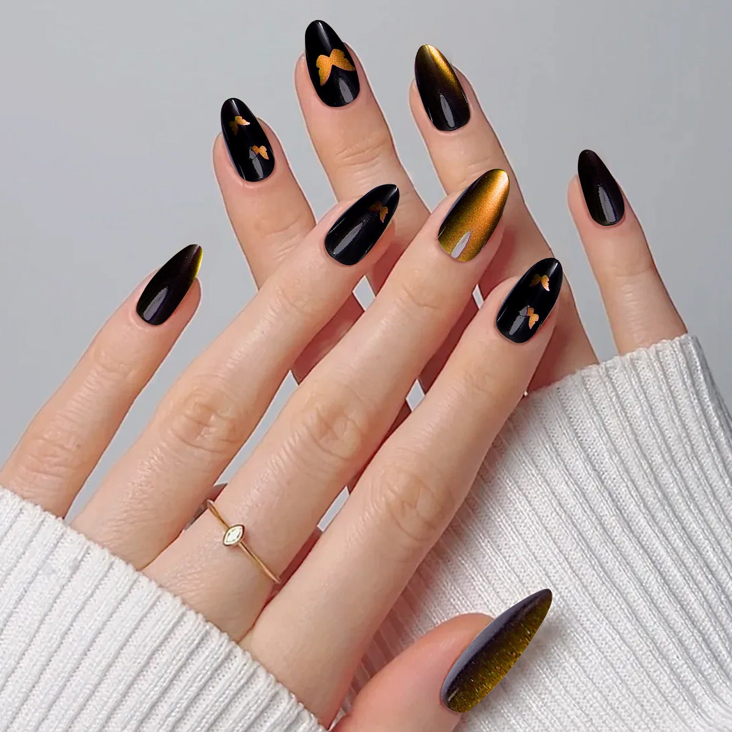 No.F602 Butterfly Cat's Eye Fingernails Patch 24pcs/Set