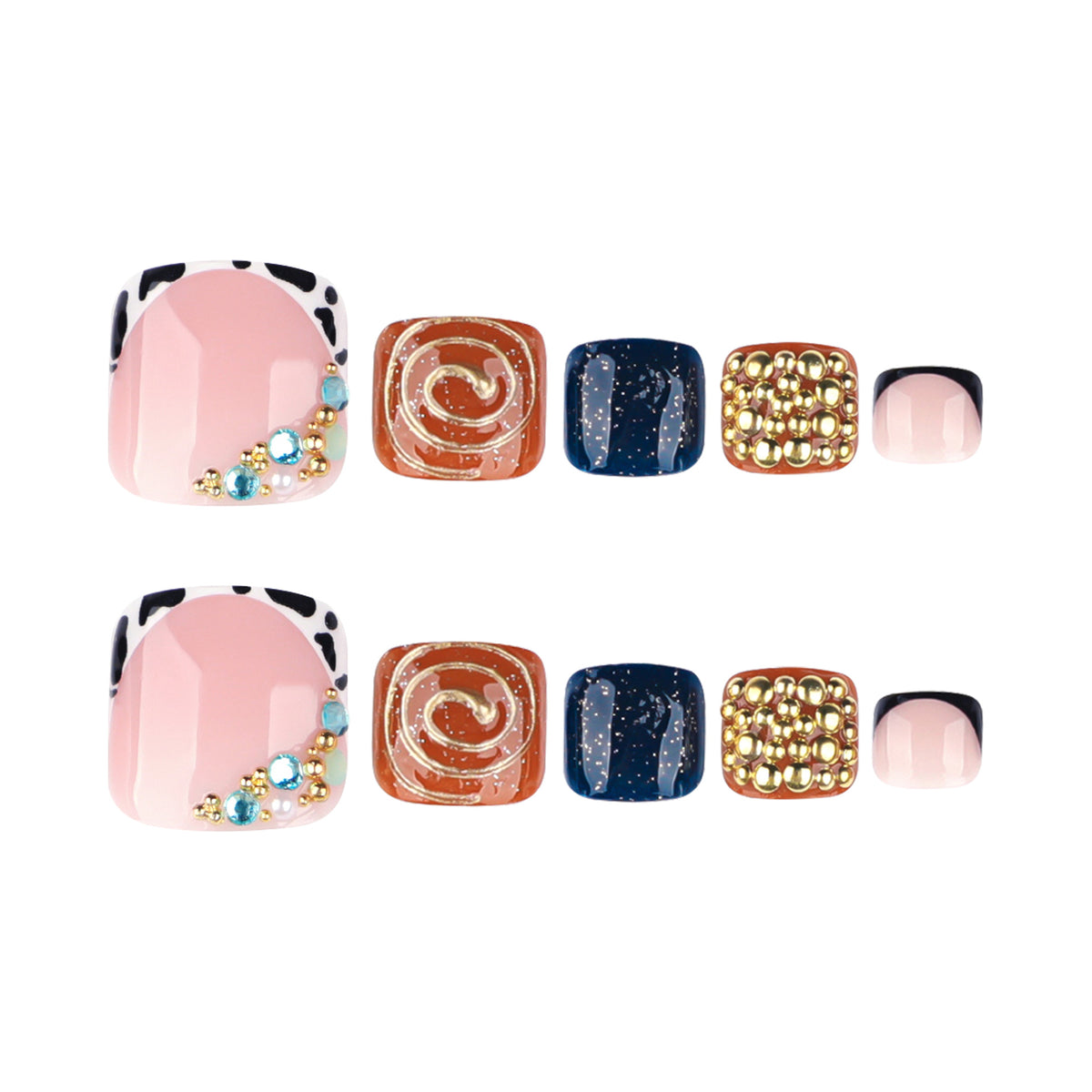 No.686 Golden Diamonds Toenails Patch 24pcs/Set