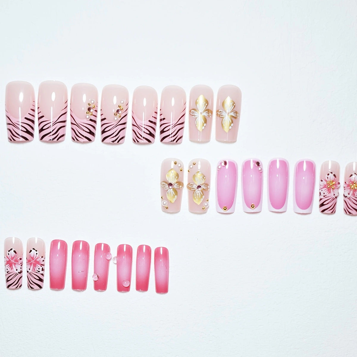 No.F683 Leopard Print Flowers Fingernails Patch 24pcs/Set
