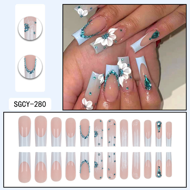 No.F542 Pink Long Fingernails Patch 24pcs/Set