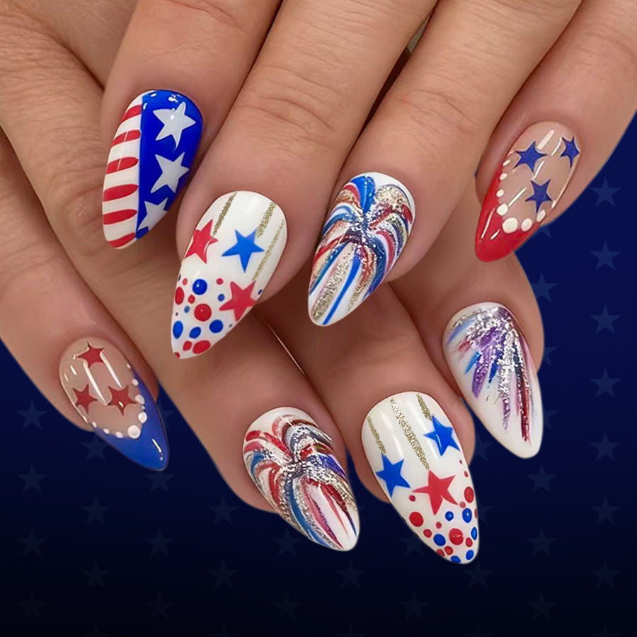 No.JNU4 Polka Dot Pentagram Fingernails Patch 24pcs/Set