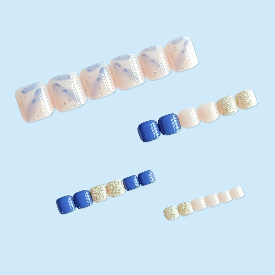 Light Blue Gradient Toe Nail Patch 24pcs/Set