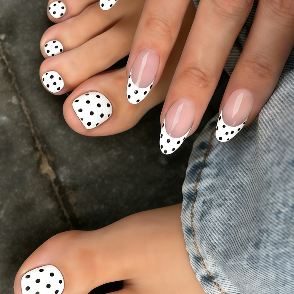 No.PSN185 Black Polka Dots Hand & Toe Pair Set-48pcs