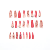 No.F169 Red Long Fingernails Patch 24pcs/Set