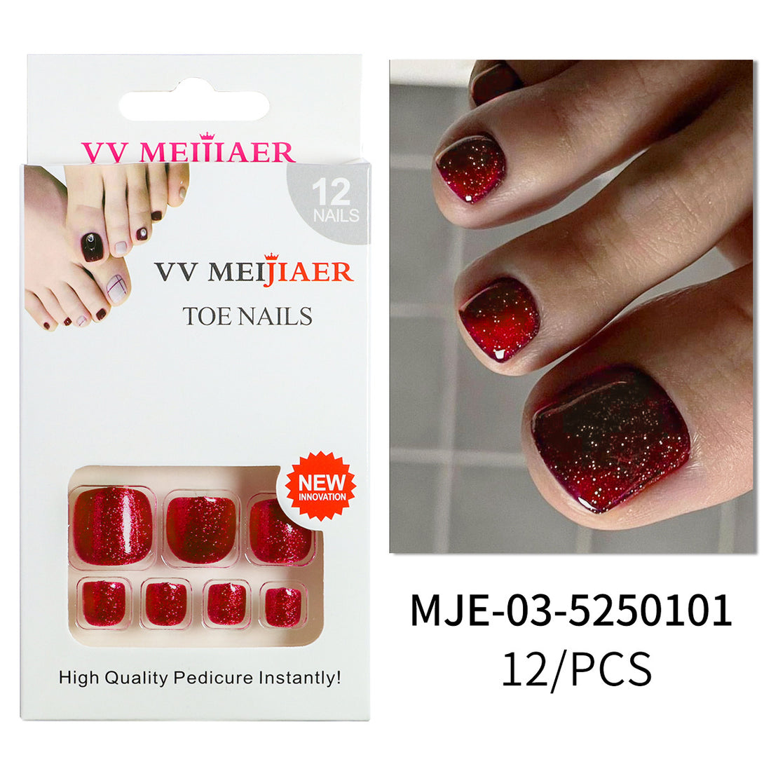 No.339 Flashing Red Toenails Patch 24pcs/Set