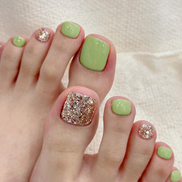 No.332 Green Flash Gold Camouflage Toenails Patch 24pcs/Set